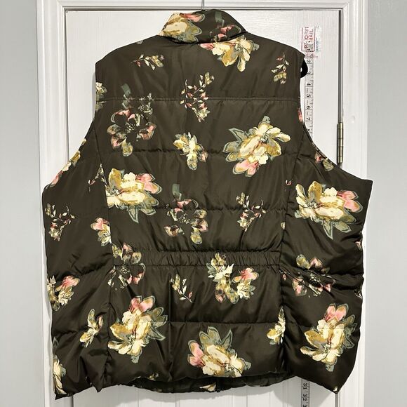 Lands End Womens Size 3x Plus Flower Duck Down Fill Insulated Puffer Vest Jacket - Picture 8 of 10